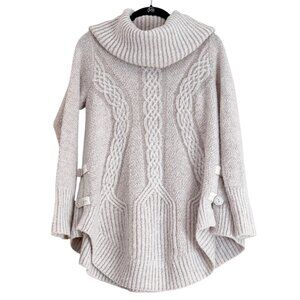 Anthropologie Angel of the North Beige Cowl Neck Wool Blend Sweater Size Small